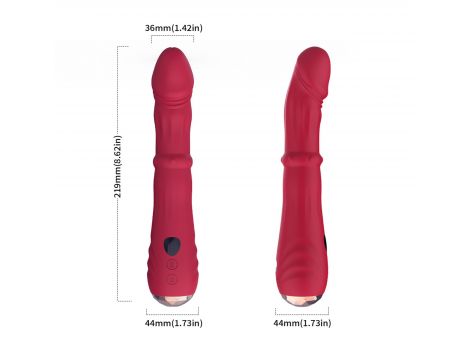 Wibrator punktu G Jackal czerwony z ruchami posuwistymi USB 22 cm