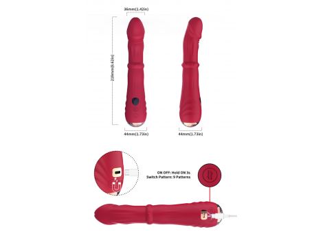 Wibrator punktu G Jackal czerwony z ruchami posuwistymi USB 22 cm - 12
