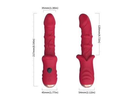 Wibrator punktu G czerwony realistyczny 9 wibracji B Series Joy USB 22 cm - 2