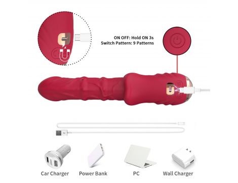 Wibrator punktu G czerwony realistyczny 9 wibracji B Series Joy USB 22 cm - 4