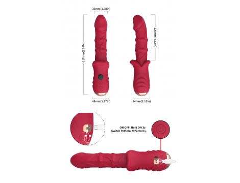 Wibrator punktu G czerwony realistyczny 9 wibracji B Series Joy USB 22 cm - 12