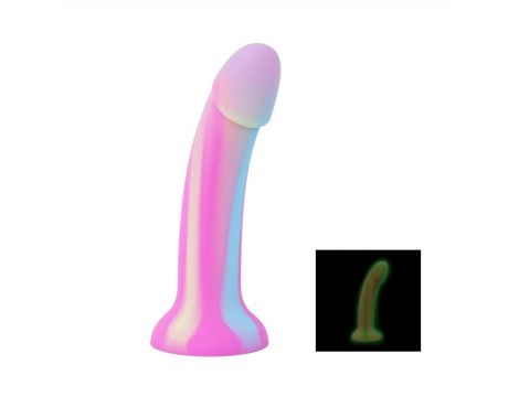 Dildo silikonowe EasyToys Candy Swirl świecące w ciemności różowe 19 cm - 4