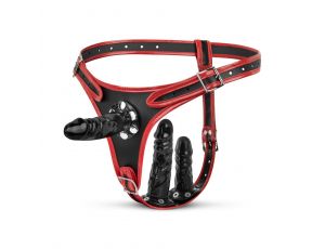 Uprząż strapon na trzy dildo EasyToys