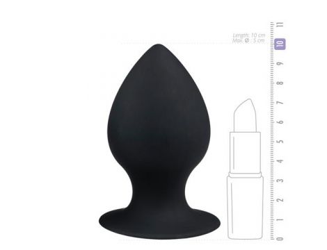 Korek analny silikonowy EasyToys czarny średni z przyssawką - 3