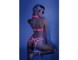 Impress Me Lace Body with Open Back - Neon Pink