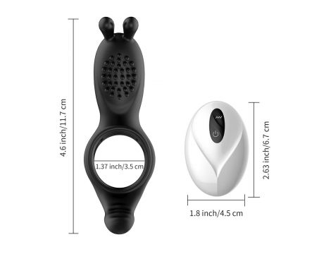 Pierścień erekcyjny wibrujący króliczy z pilotem B Series Cute czarny USB - 8