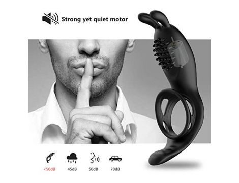 Pierścień erekcyjny wibrujący króliczy z pilotem B Series Cute czarny USB - 6