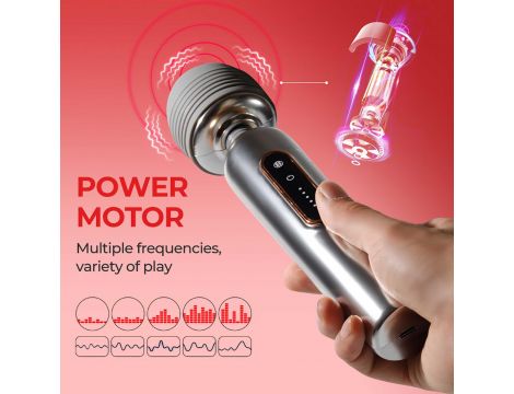 Masażer wand metaliczny silikonowy B Series Cute USB 24 cm - 13