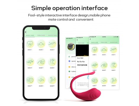 Jajeczko wibrujące App Love z aplikacją czerwone silikonowe 9,6 cm - 8