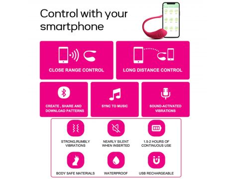 Jajeczko wibrujące App Love z aplikacją czerwone silikonowe 9,6 cm - 12