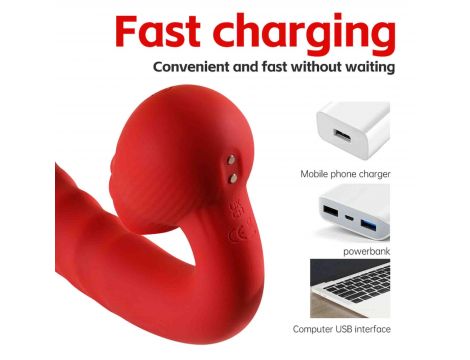 Wibrator posuwisty Róża z liżącym języczkiem punkt G B Series Cute USB - 18