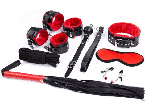Fetish Fever - Bondage Set - 9 pieces - Red/Black - 3