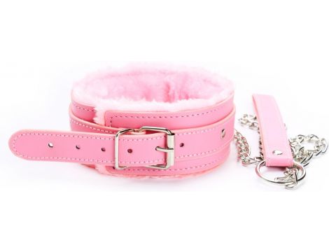 Fetish Fever - Collar with leash - Pink - 2