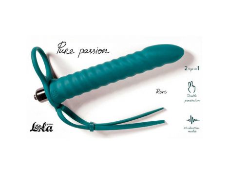 Strap-on silikonowy Pure Rori zielony Lola Games 16 cm z wibracją - 2
