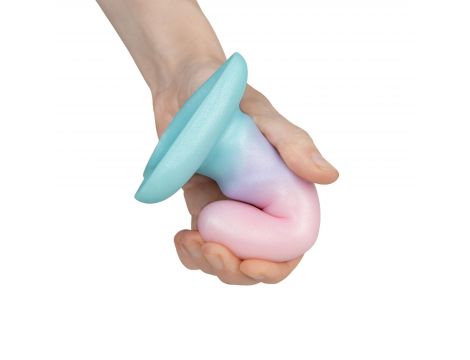 Dildo Unicorn Mini Flow silikonowe spiralne z brokatem - 7