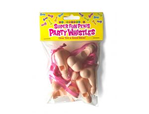 Gwizdki imprezowe w kształcie penisa Super Fun Penis 6 szt różowe