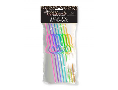 Kolorowe słomki penisowe Glitterati 8 szt - 2