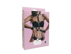 Minimalistyczna czarna uprząż BDSM Pure Lust Uma z opaskami