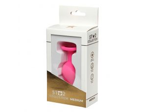 Korek analny silikonowy Star Collection różowy z kamieniem M 8,5 cm