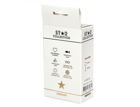 Korek analny silikonowy Star Collection fioletowy M 8,5cm z kamieniem - 2