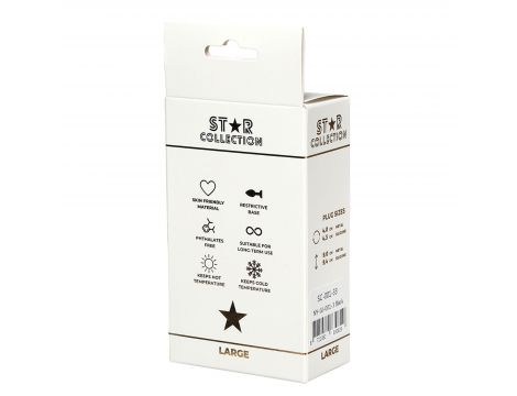 Korek analny silikonowy Star Collection czarny L jasnoniebieski kamień 10cm - 2