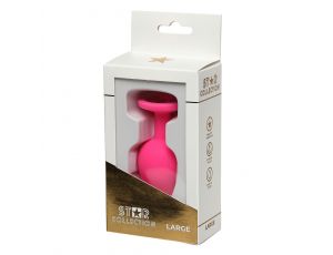 Korek analny silikonowy Star Collection różowy L 10cm z kamieniem