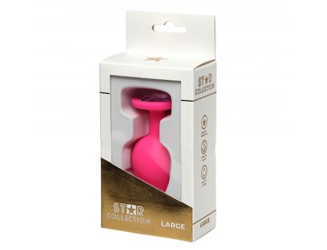 Korek analny silikonowy Star Collection różowy L 10cm z kamieniem