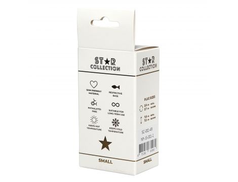 Srebrny metalowy korek analny Star Collection S fioletowy kamień 7 cm