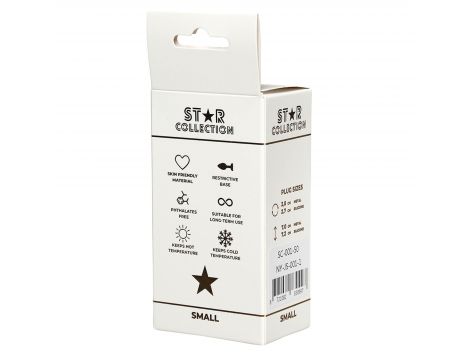 Srebrny metalowy korek analny Star Collection S jasnoróżowy kamień 7cm - 2