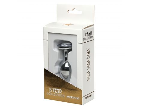 Srebrny metalowy korek analny M Star Collection z kryształem 8,5 cm - 2