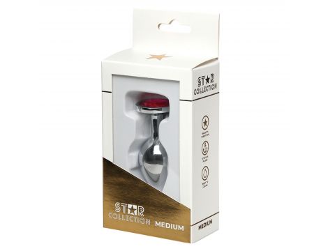 Korek analny metalowy Star Collection M z różowym kamieniem