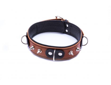 Obroża ze smyczą Whips Collection koniakowa skóra - 3