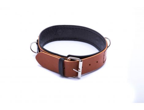 Obroża ze smyczą Whips Collection koniakowa skóra
