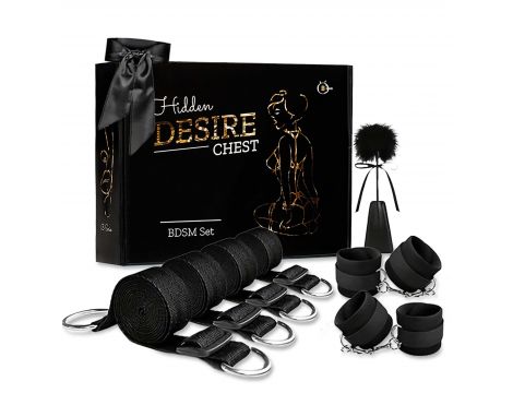 Zestaw pasów do łóżka BDSM Fetish B Series z kajdankami i piórkiem - 2