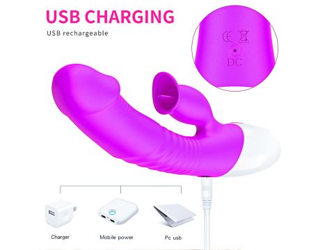 Wibrator-Silicon, Vibrator 7 Function and Heating Mode, Purple - 5