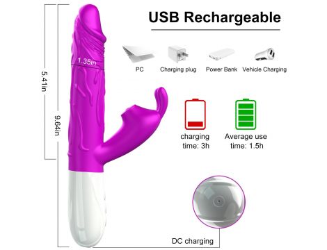 Wibrator-Silicone, Vibrator USB, 7 vibration modes, Heating - 2
