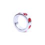 Pierścień-Metal Cock Ring with Red Diamonds Small - 5