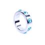 Pierścień-Metal Cock Ring with Light Blue Diamonds Medium - 6