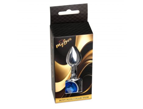 Biżuteria analna stalowa MyLove Toys ciemnieniebieska z diamentem 7 cm - 4