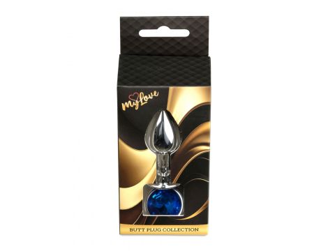 Biżuteria analna stalowa MyLove Toys ciemnieniebieska z diamentem 7 cm - 9