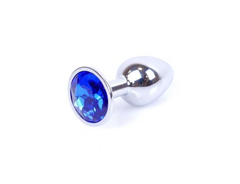 Biżuteria analna stalowa MyLove Toys ciemnieniebieska z diamentem 7 cm - 7
