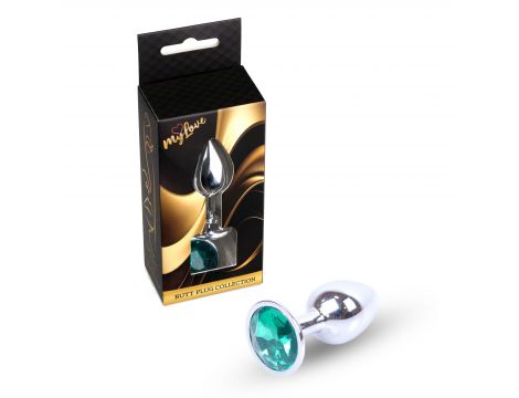 Biżuteria analna srebrna MyLove Toys zielony korek 7 cm