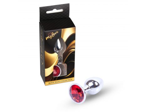 Biżuteria analna srebrna MyLove Toys czerwony diamencik 7 cm - 4