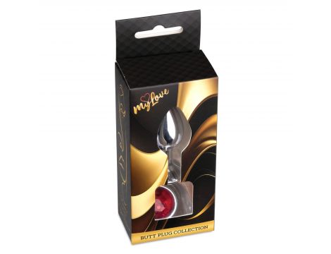 Biżuteria analna srebrna MyLove Toys czerwony diamencik 7 cm - 3