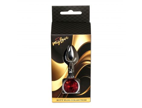 Biżuteria analna srebrna MyLove Toys czerwony diamencik 7 cm - 5
