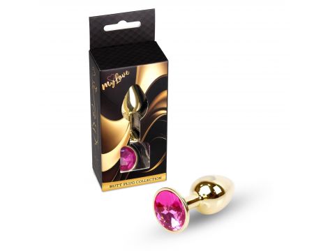 Stalowy korek analny z diamentem MyLove Toys różowy 7 cm - 3