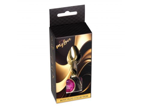 Stalowy korek analny z diamentem MyLove Toys różowy 7 cm - 5