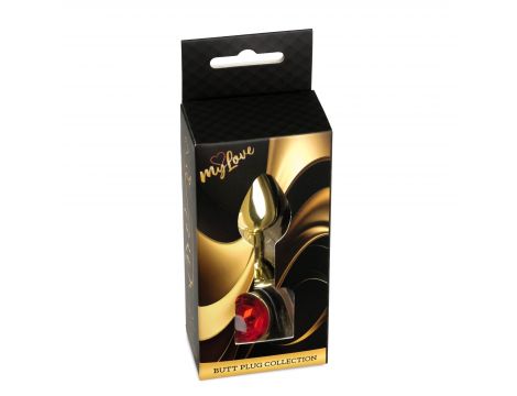 Stalowa biżuteria analna MyLove Toys z czerwonym diamentem 7 cm - 4