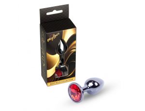 Biżuteria analna stalowa MyLove Toys srebrna czerwona 7 cm