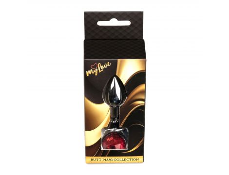 Biżuteria analna stalowa MyLove Toys srebrna czerwona 7 cm - 3